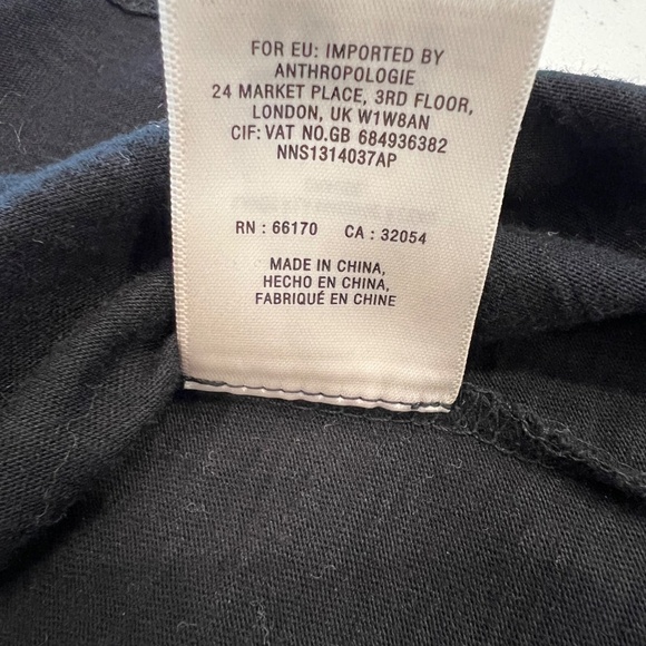 Maeve by Anthropologie Black Ruffle Neck Rouched Long Sleeve Tee- SZ L - Picture 10 of 11